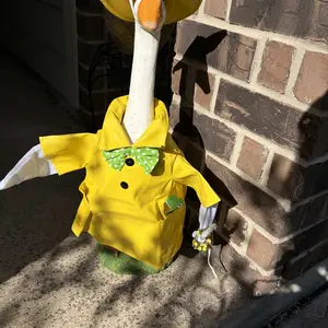 Summer Porch Goose Outfit Raincoat with Umbrella for 23 inch Plastic Cement Goose (not included goose), Porch Goose Clothes Porch Goose Costume for Spring Porch Decor Summer Rainy Season