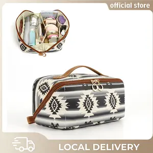 Bohemian Style Colorful Ethnic Pattern CompactMakeup Bag, Casual Trendy Waterproof CosmeticStorage Bag, Versatile Zipper Makeup Bag forWomen & Girls for Travel Use