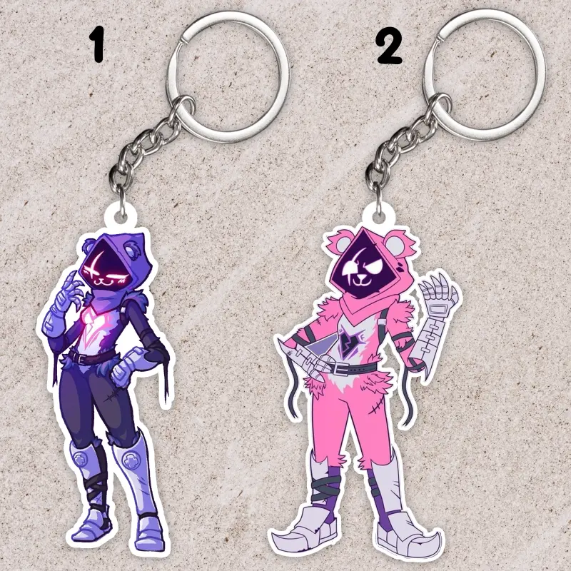 Fortnite Raven Team Leader keychain: pink and purple skins, Ravenfortnite, Raven Fortnite keychain ver1