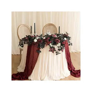 70.87in Eucalyptus & Willow Leaf Garland With Rose Flower, Artificial Floral Swags Centerpieces Wedding Rose Garland Flower Arch Garden Decor Black Maroon Gothic Indoor Wedding Party Sweetheart Table Centerpiece Home Garden Wall Halloween Decor