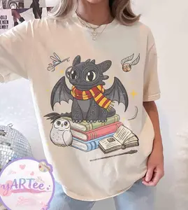 Toothless Gryffindor Shirt, Dragon Wizard Tee, Toothless Harry Potter Shirt, Cute Fantasy T-shirt, Dragon Lover Gift, Wizarding World Shirt