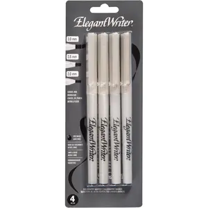 Elegant Writer Acid-Free  Water Based Calligraphy Marker, Chisel Tip, Assorted Size, Black, Set of 4