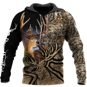 Deer Hunting Camo Graphic Hoodie Men Clothing 3D Hunter Camouflage Printed New In Hoodies Women Harajuku Fashion  Pullove Top