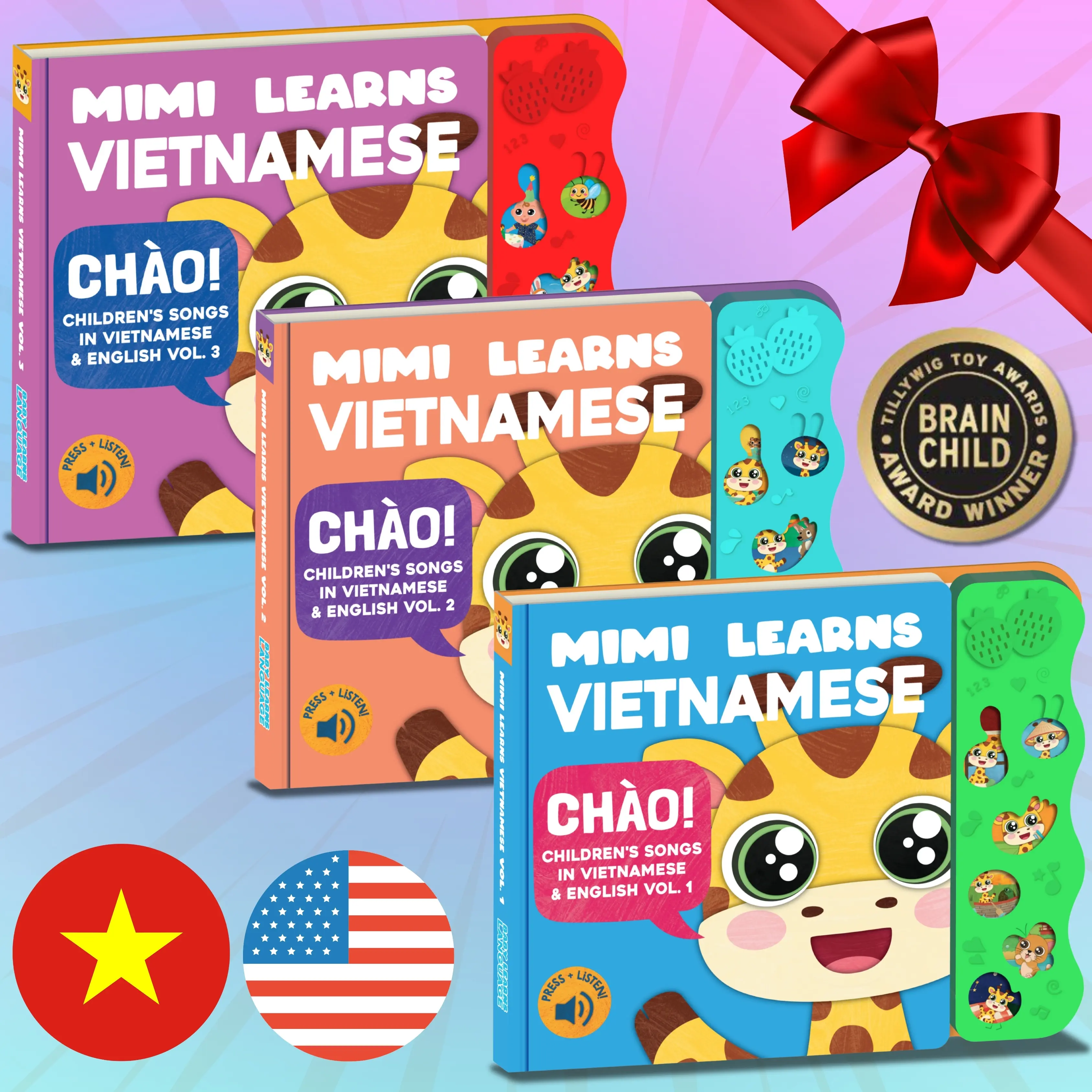 Vietnamese Sound Book Bundle for Kids  | Press, Listen & Learn! | Vietnamese Baby Books