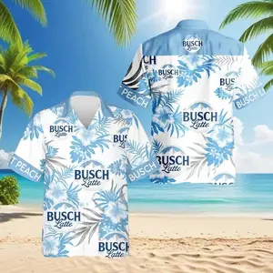 Buuusch Latte Hawaiian Shirt, Beers Style Tropical Short Sleeve Shirt, Summer Aloha Button Down Shirt, Gift for Him or Her