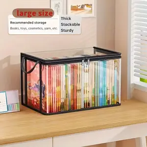 2 Pack Thick Transparent Storage Boxes, 180° Opening Lid, Home Office Travel Large Capacity Organizer, Durable Plastic Containers, Durable Plastic Organizers