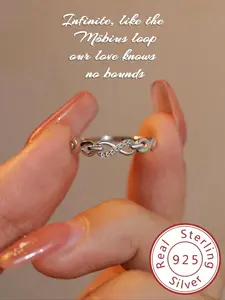 S925 Silver Chain Ring with Rhinestones, Unique Style, Fashionable Design, Perfect for Daily Wear & Casual Gatherings