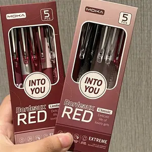 5/10pcs Vintage Bordeaux Red 0.5mm Ballpoint Pens Black ink, soft grip, smooth writing, durable plastic construction Ideal office holiday gifts Office Supplies Easter & Halloween novelty items (styles shipped randomly)