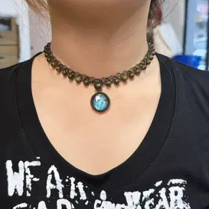 Labradorite Necklace Macrame Handcrafted Unique Gift Boho Ethnic Minimalist Jewelry Stone of Magic Made to Order