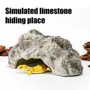 Reptile artificial rock hideout cave - suitable for turtles, geckos, lizards, and snakes; ideal for shedding assistance and terrarium landscaping.