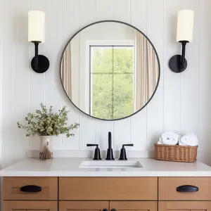 Sweet Furniture Plus Round Wall Mirror, Bathroom Mirrors for Over Sink, Circle Mirror for Bathroom, Entryway, Bedroom, Vanity Decor