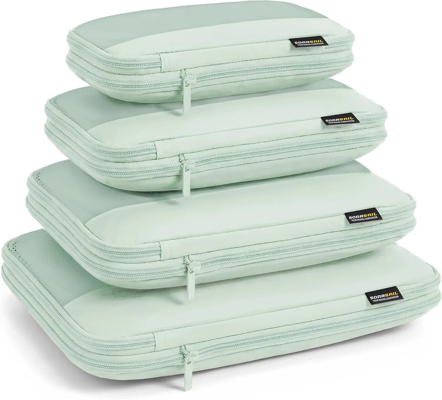 4 Piece Compression Packing Cubes for 3–7 Day Travel, Lightweight Travel Organizers with Breathable Mesh, Double-Zipper Packing Cubes for Carry-On & Suitcases (Light Green)Gift.