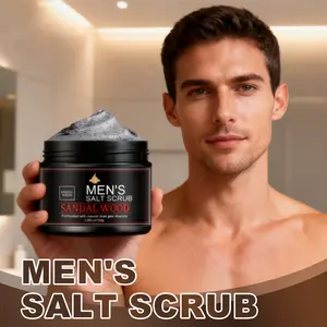Men's Sandalwood Scrub Cream, Rich in Sandalwood, Salicylic Acid, Avocado Oil, Soften & Moisturize Dry Skin, Deep Hydration, All Skin Types, 120g