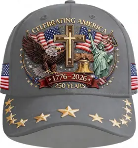 250 Anniversary USA Hat,Eagle Liberty Cross Printed Pattern,250th Anniversary USA hat,Adjustable Baseball Cap for Men Women