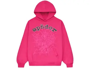 Sp5der Legacy Hoodie Black Text Pink