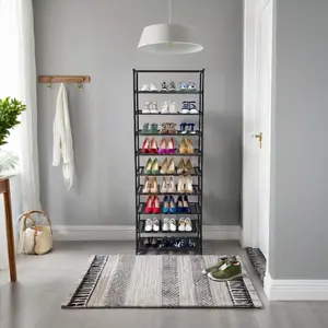 10-Tier Stackable Shoe Rack Storage Rack with Stainless Steel Frame Can Hold 50 Pairs of Shoes,Organiser