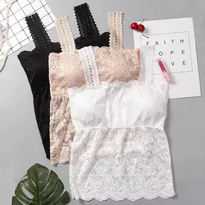 3pcs Women Lace Camisole Tank Top with Padded Bra Mid-Length Spaghetti Strap Summer Undershirt Bodycon Top