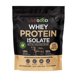 LiveGood Chocolate Whey Protein Isolate – Grass-Fed | Chocolate Protein + Colostrum