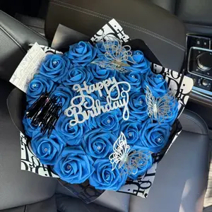 Eternal Royal Blue bouquet with Blue S Monster picture - Graduation - Birthday - Anniversary