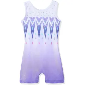 KF5-CPA037 Leotards for Girls Gymnastics Kids Children Biketard Snowflake Ribbon Blue Purple Hot Pink Sparkle