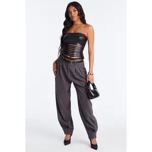 Helena Belted Trouser Pant - Charcoal