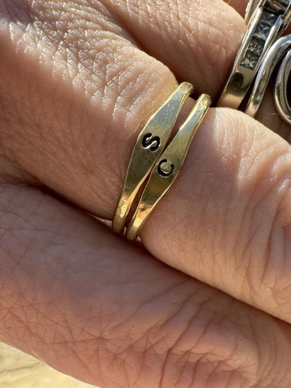 Handcrafted Initial Brass Ring with Unique Design and Durable Material Perfect for Everyday Wear and Ideal Gift