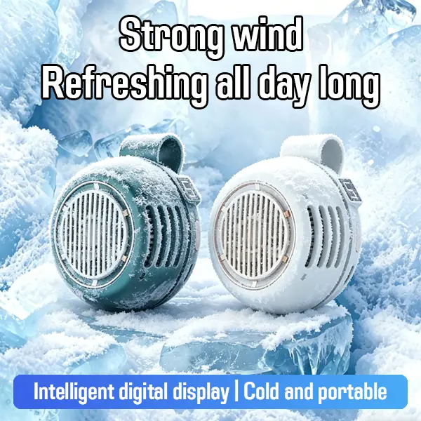 5-Speed Powerful Mini Bladeless Electric Fan with Display – Portable Silent Wearable Neck & Waist Fan, Rechargeable Rotating Personal Fan for Outdoor, Travel & Office, Handheld Turbo Cooling, Summer Gift