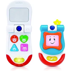 Flip Phone – 4 Interactive Sound and Music Buttons Plus Realistic Ringtone – Includes a Mirror and Fun Light Effects – Smartphone Toy for Babies 3+ Months – ASTM Certified
