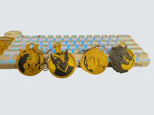 All 4 Fort Medallions Keychains Gamer Token Collectible Item Gold Multicolor 3d Print