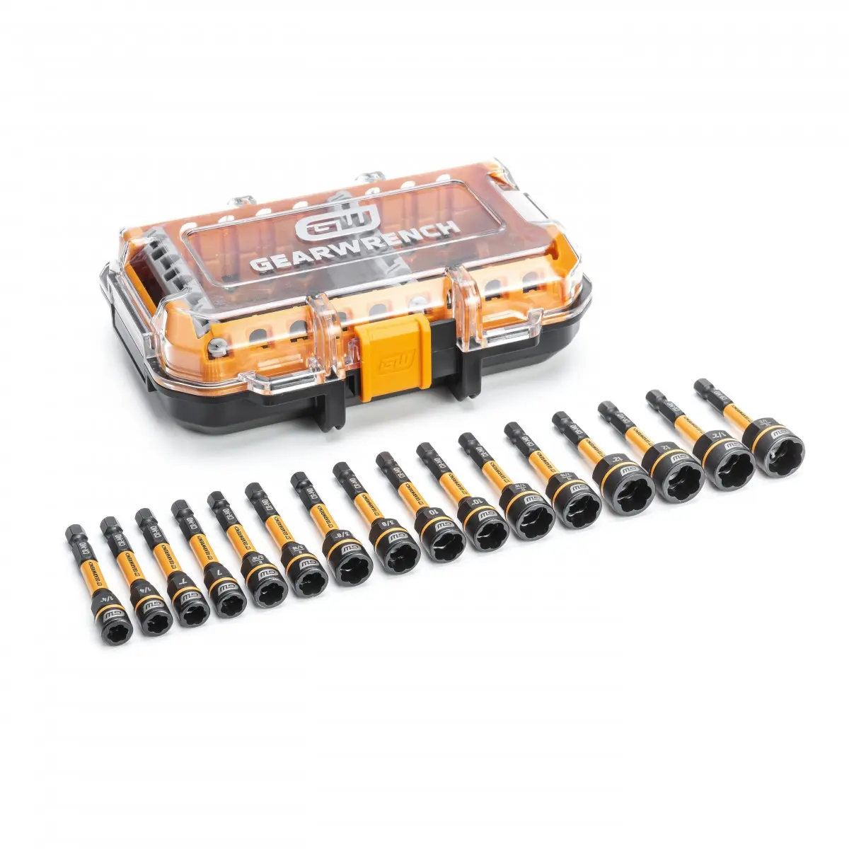 Gearwrench KD86171 Bolt Biter Nut Extractor Kit - 16-Piece Large Workshop Tool Set with Dual Sized Sockets, 50x Longer Life, Extreme Durability, High-Visibility Markings