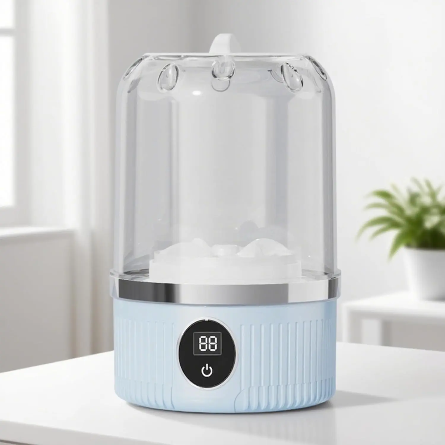 1L Portable Mini Underwear Washing Machine with Digital Timer, 8x5 in Sky Blue - Compact Household Appliance for Dorms, Travel - Ideal Father's Day Gift