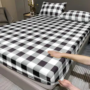 3pcs Black And White Plaid Classic Modern Style Bed Sheet And Pillowcase Three-Piece Set |   2 Pillowcases + 1 Fitted Sheet |   Double/Full/King/Queen |   Soft And Skin-Friendly, 24H Does Not Shift summervibes