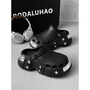 Unisex Punk Style Clogs, Fashionable Thick Sole Indoor Outdoor Wear, Trendy All-match Daily Wear, Walking Shoes