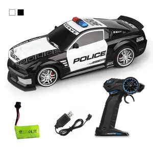 Remote Control Police Car, 1 Set 2.4G 4-way Remote Control Police Car with Headlights, High Speed Police Chase Wireless Electric Car Toy
