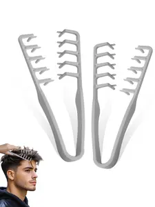 2-Piece Textured Comb Set, Unisex Wide-Tooth Hair Styling Brush, Abs Material, Fringe Divider Accessory, Voluminous Beautiful Look