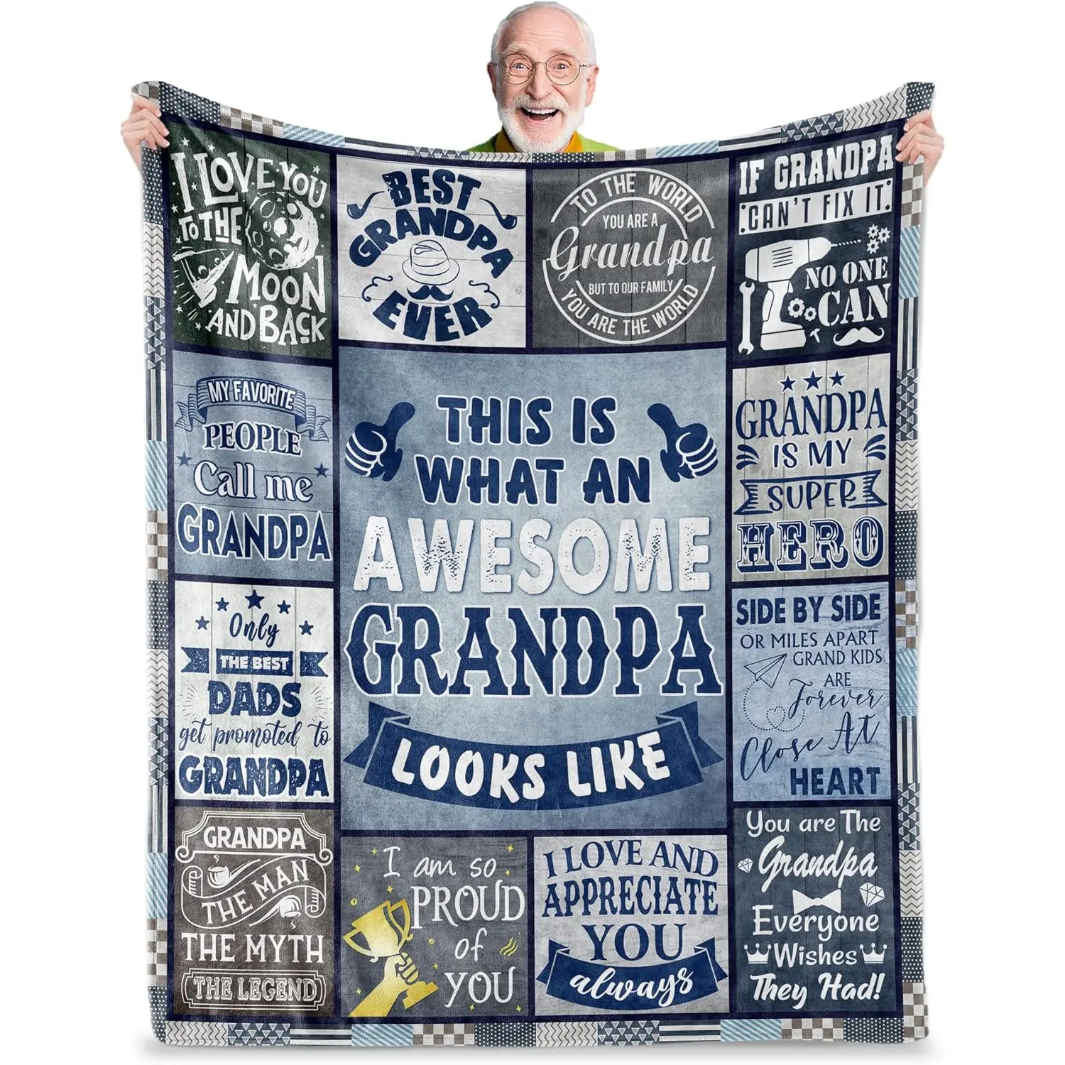 [Father's Day Gift] Grandkids' Soft Cozy Flannel Throw Blanket, Breathable Casual Couch Blanket, Ideal Gift for Grandpa's Birthday & Christmas, Blanket For Couch, Breathable Blanket