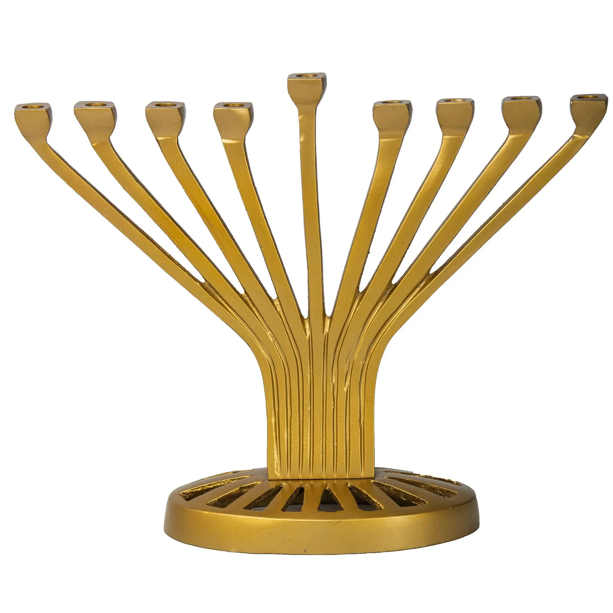 Copa Judaica Menorah Metal Gold Contemporary