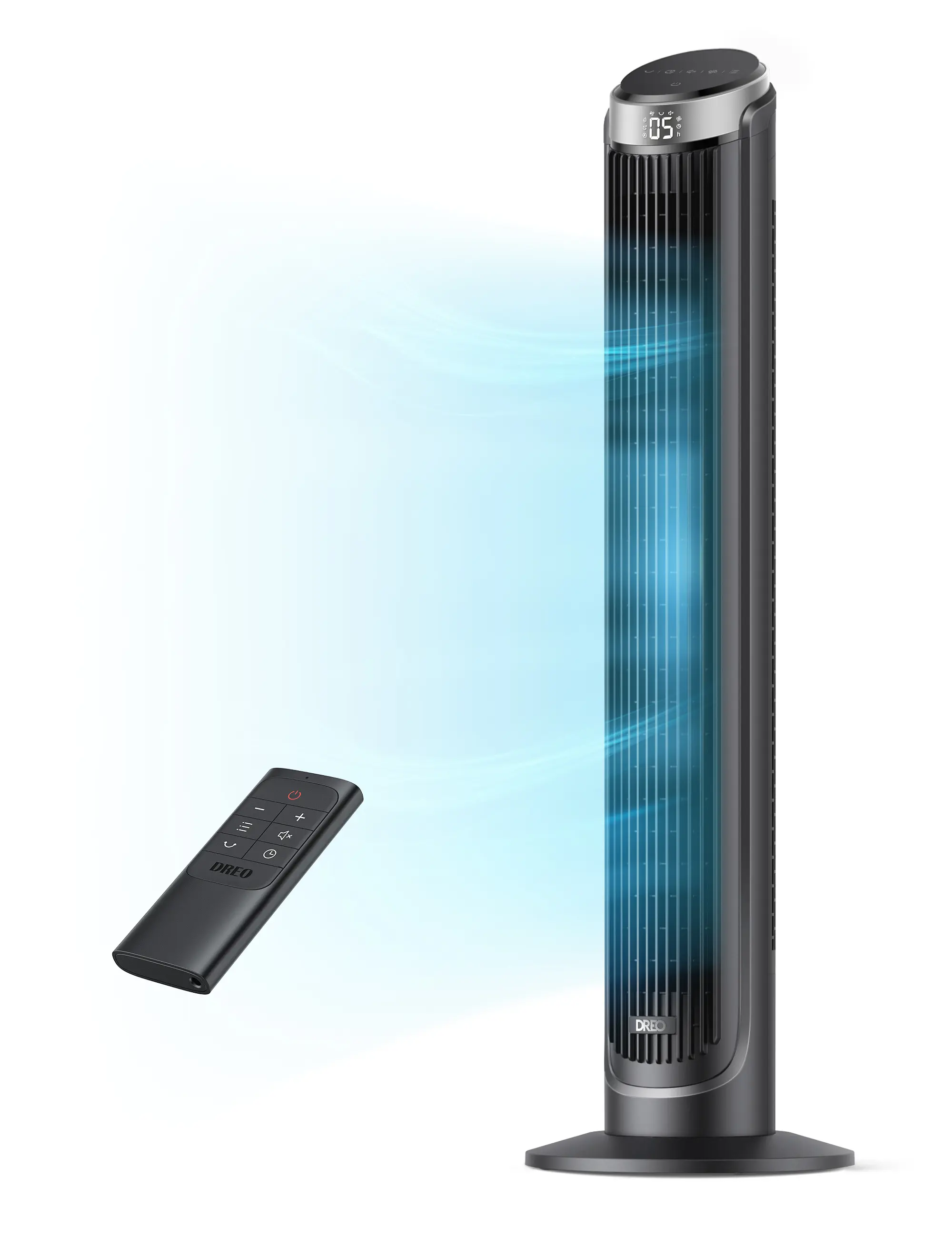 DREO Tower Fan for Bedroom, 90° Oscillating Cooling Fan, 5 Speeds, 4 Modes with 26ft/s Air Velocity, 28dB Quiet, 12H Timer, Remote & Touch Control, 40" Standing Floor Fan for Home Office, Black