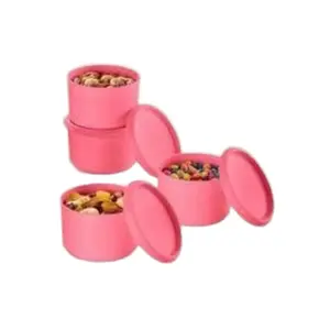 Tupperware Serve & Store 4- One Touch Canister Set Airtight - pink Color, Includes Multiple 2 Cup Canisters for Organized Storage Containers Kitchen Pink Lid