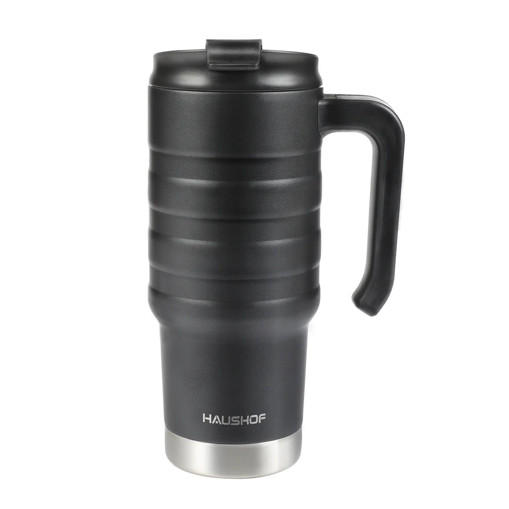 #summersale HAUSHOF 24 oz Travel Mug, Stainless Double Wall Vacuum Insulated Tumbler with Handle & Spill Proof Twist On Flip Lid and Wide Mouth, BPA Free