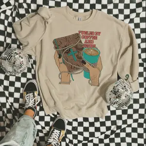 Western Fueled By Coffee & Jesus Sweatshirt, western clothing hoodies, western outfits women, western tops