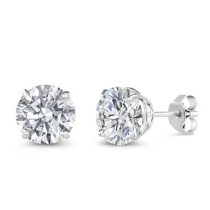 2 Ct Round Cut 14K White Gold IGI Certified Lab Grown Diamond Earrings | E-F Color | VS1-VS2 Clarity | Gold Earrings For Women Men