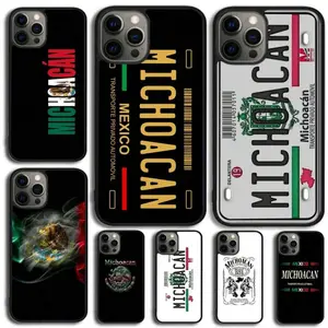 Michoacan License Plate Embroidery TPU Phone Case Cover For iPhone 17 16 15 14 13 12 11 Pro Max Max Durable Protective