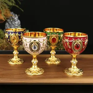 European High-End Metal Small Wine Cup, 30ML Wine Glass, Creative Home Classic Vintage Glassware, Gift Idea, Retro Style