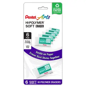 Hi-Polymer SOFT Eraser, 6-Pk