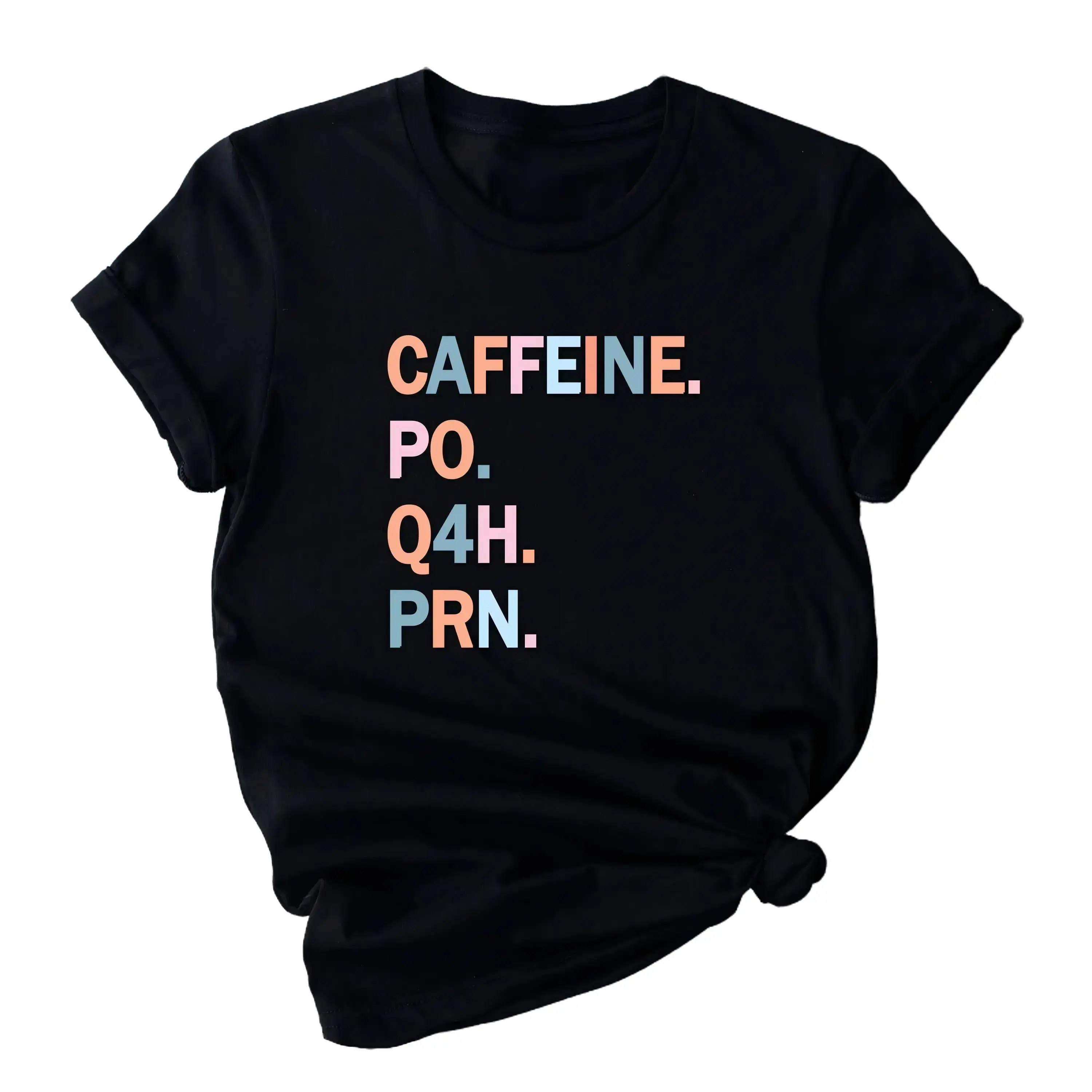 Caffeine qo q4h prn T-shirt, Medical Terminology Shirt, Nurse Appreciation Gift Tee, Coffee Lover Short Sleeve, Healthcare Workers T-shirts.,shop