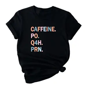 Caffeine qo q4h prn T-shirt, Medical Terminology Shirt, Nurse Appreciation Gift Tee, Coffee Lover Short Sleeve, Healthcare Workers T-shirts.