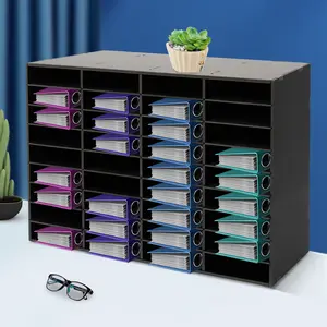 CNCEST Professional Document Organizer 36 Compartment Black PVC Rack Adjustable Dividers & 9.3" Slot Depth Ideal for Files/Books