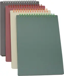Yansanido Top Bound Spiral Notebook, 4 Pcs 4 Color A5 Size Thick Plastic Hardcover 7Mm College Ruled Paper 80 Sheets (160 Pages) Journal for School and Office Supplies (4 Pcs A5)