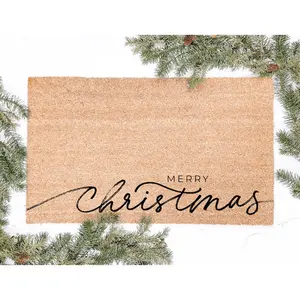 Merry Christmas Modern Script Doormat, Christmas Doormat, Christmas Decor, Modern Farmhouse Christmas, Holiday Decor, Holiday Doormat, Gift